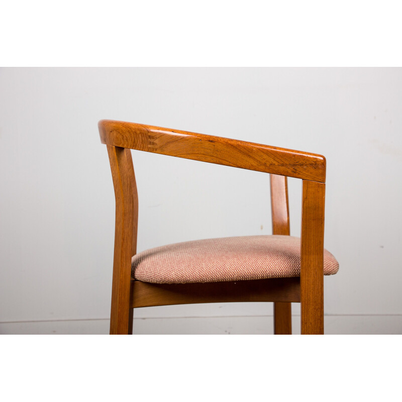Vintage oak and fabric armchair by Flemming Hvidt for Hong Stolefabrik Denmark 1970s