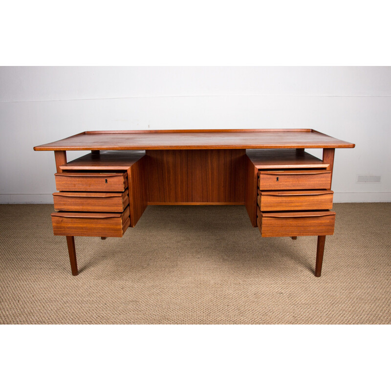 Vintage Large double-sided teak desk Peter Lovig Nielsen Danish 1969s