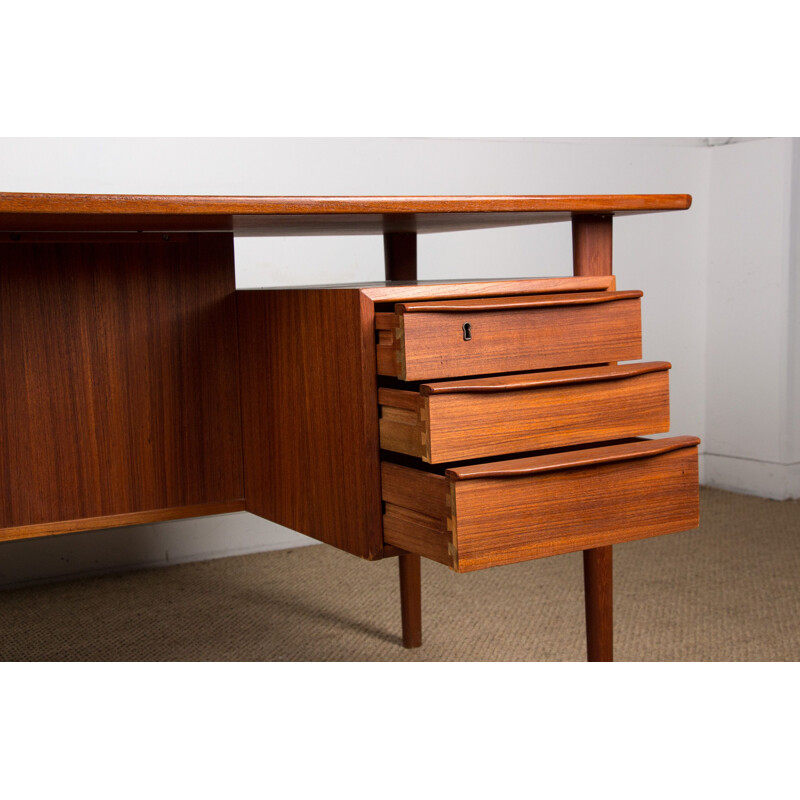 Vintage Large double-sided teak desk Peter Lovig Nielsen Danish 1969s