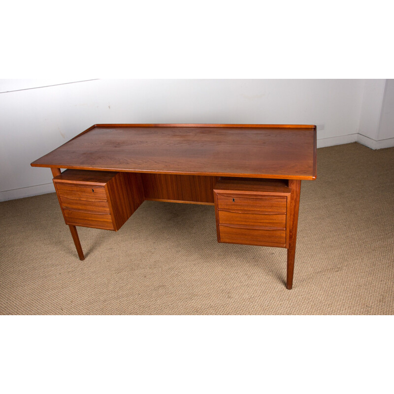 Vintage Large double-sided teak desk Peter Lovig Nielsen Danish 1969s