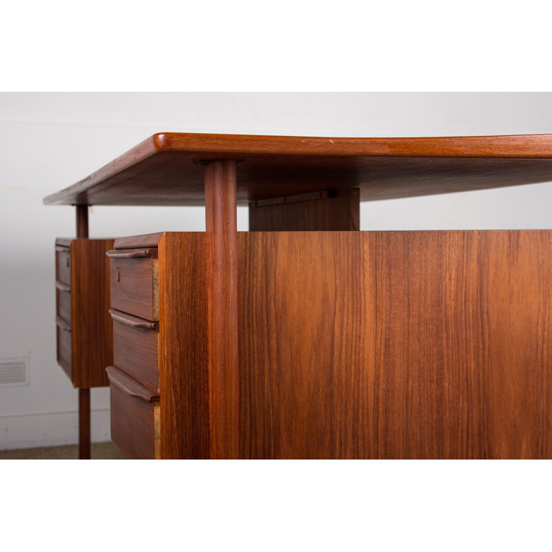 Vintage Large double-sided teak desk Peter Lovig Nielsen Danish 1969s