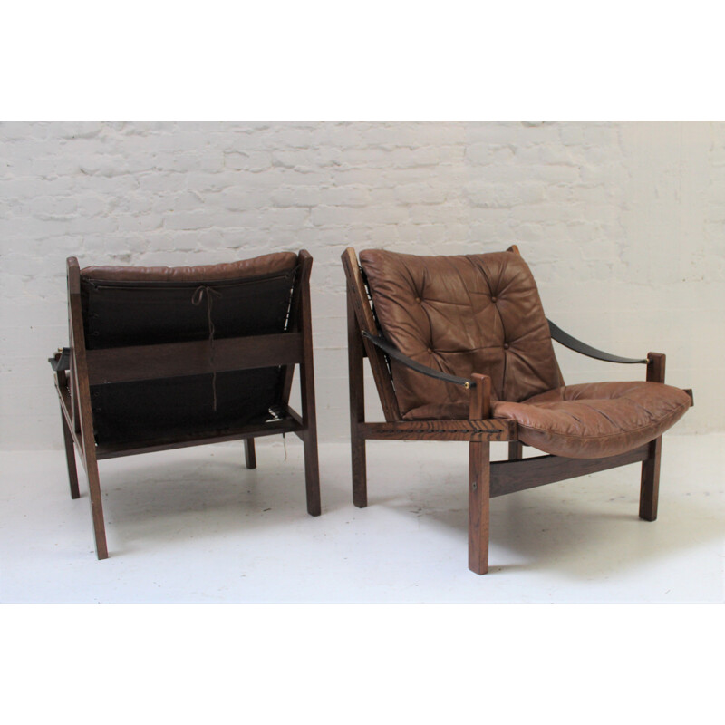 Pair of Hunter vintage armchairs by Torbjorn Afdal 1960s