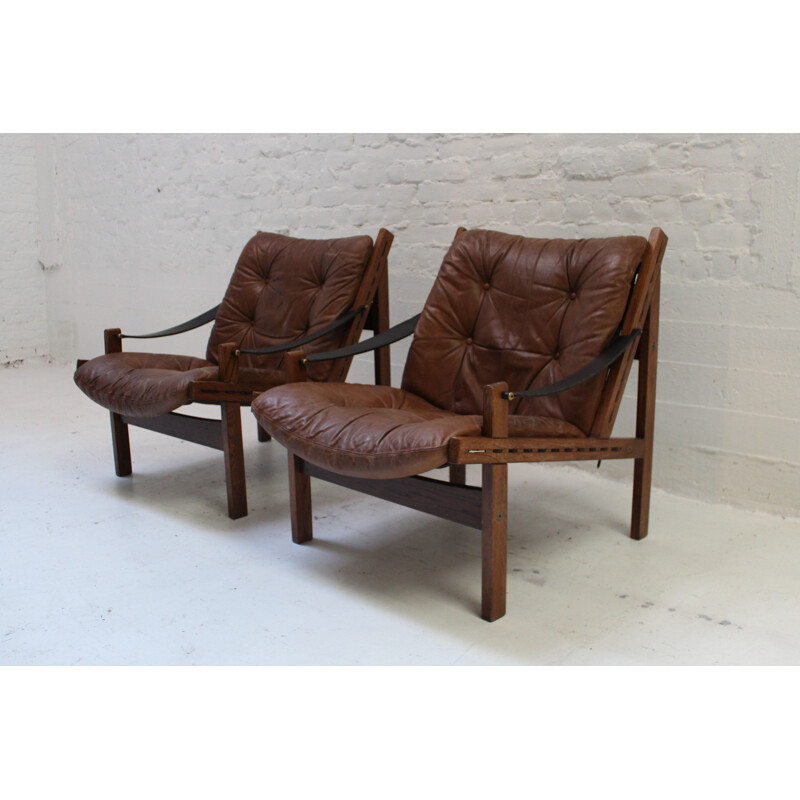 Pair of Hunter vintage armchairs by Torbjorn Afdal 1960s