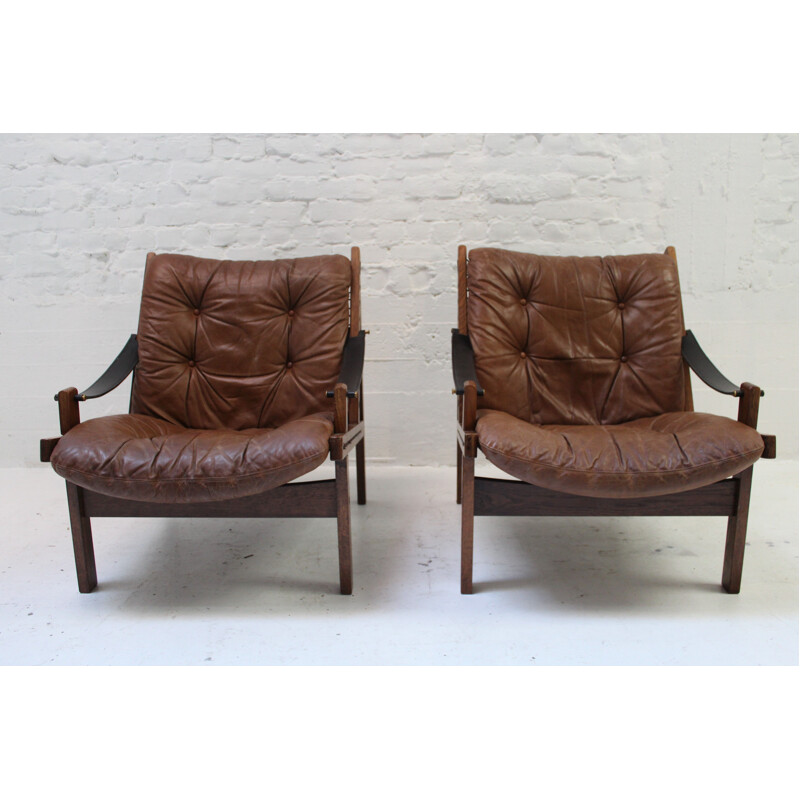 Pair of Hunter vintage armchairs by Torbjorn Afdal 1960s