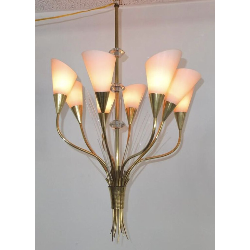 Lampadario vintage in bronzo 1950