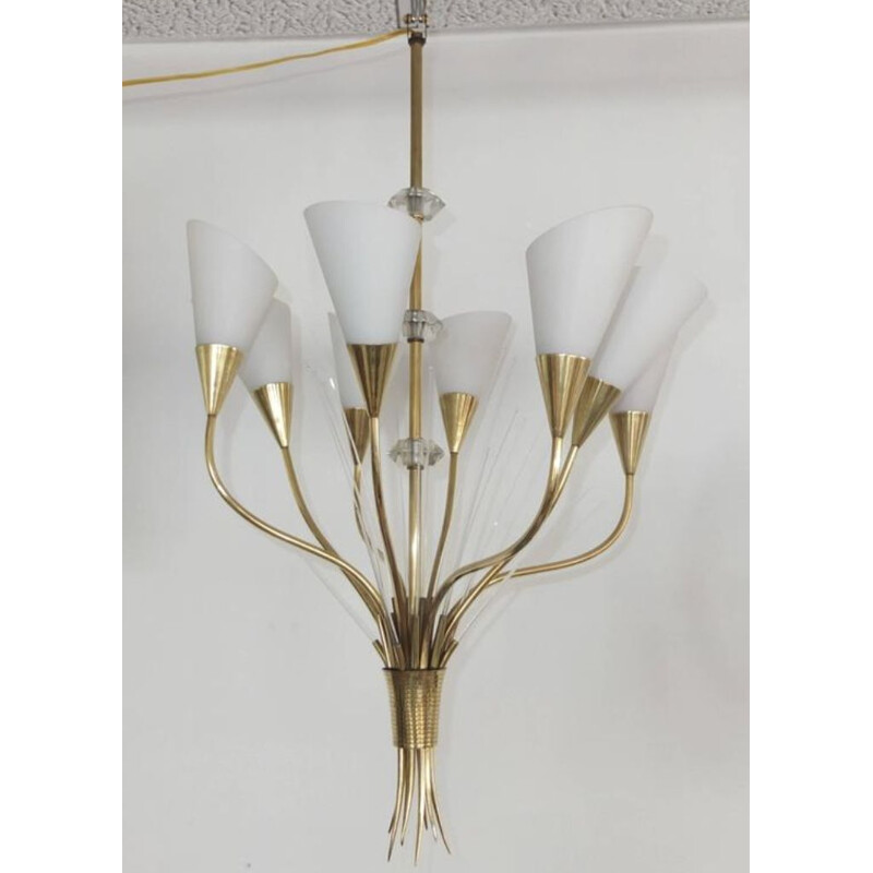 Vintage bronze chandelier 1950s