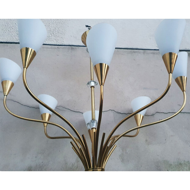 Vintage bronze chandelier 1950s