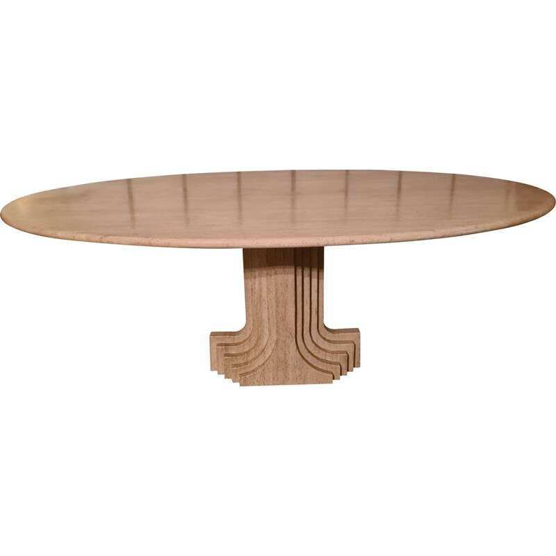 Vintage travertine dining table "Argo" by Carlo Scarpa 1975s