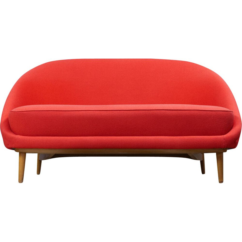 Vintage Theo Ruth two seater sofa in red for Artifort