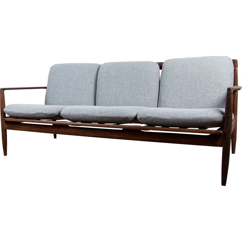 Vintage 3 seater dark teak sofa by Ib Kofod Larsen Danish 1960s