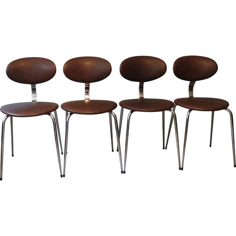 Set of 4 vintage dining chairs by Rudi Verelst for Novalux Belgium 1970s