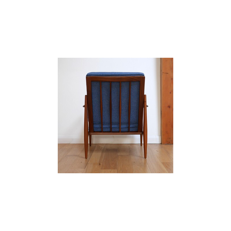 Armchair in teak and blue fabric, Robert HERITAGE - 1958