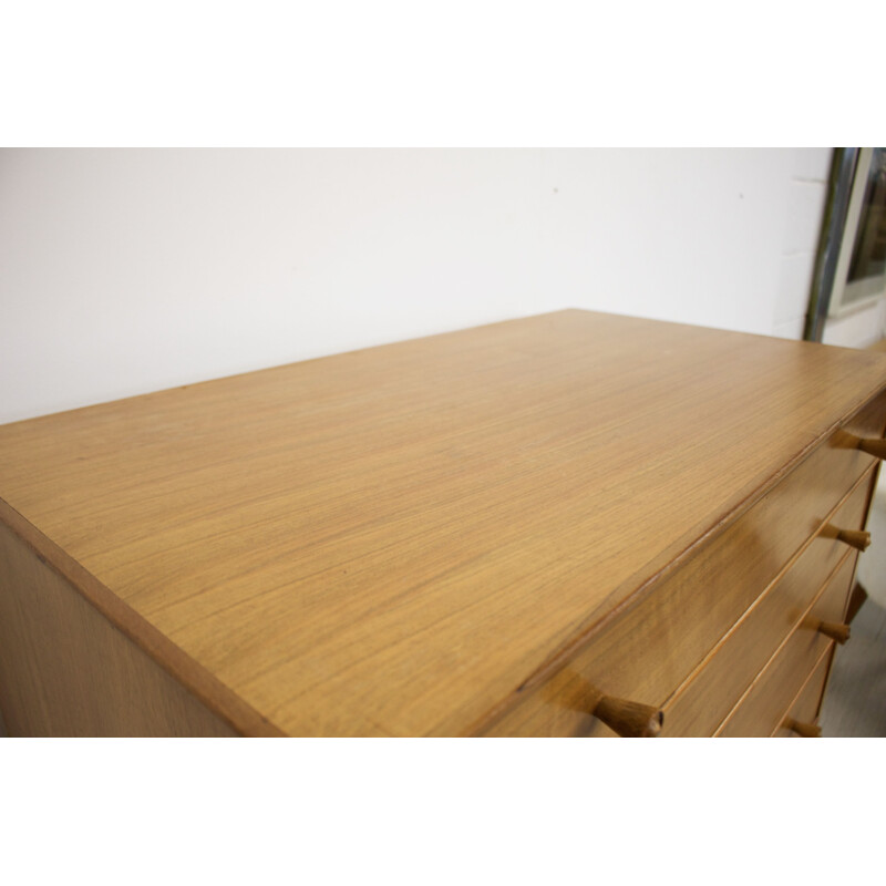 Vintage walnut chest of drawers by Alfred Cox 1950