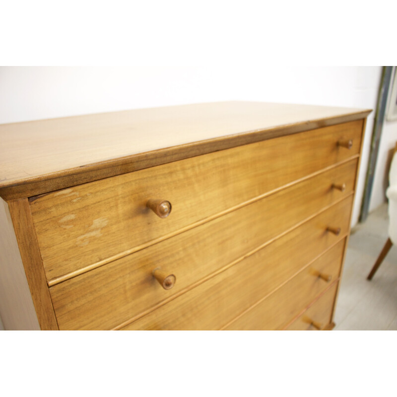 Vintage walnut chest of drawers by Alfred Cox 1950