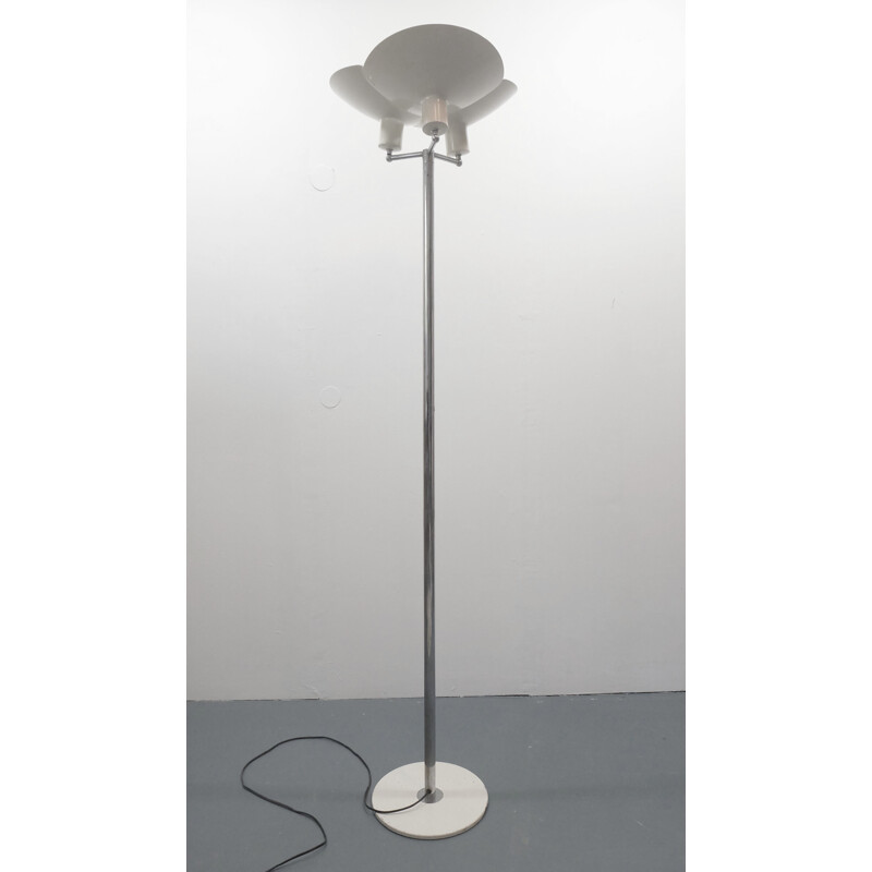 Mid-Century white floor lamp in metal - 1960s