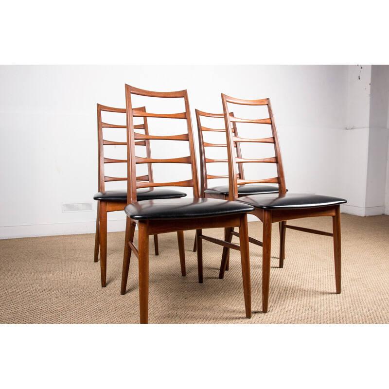 Series of 4 vintge chairs in Teak, model Liz from Designer Niels Kofoed Danes 1960