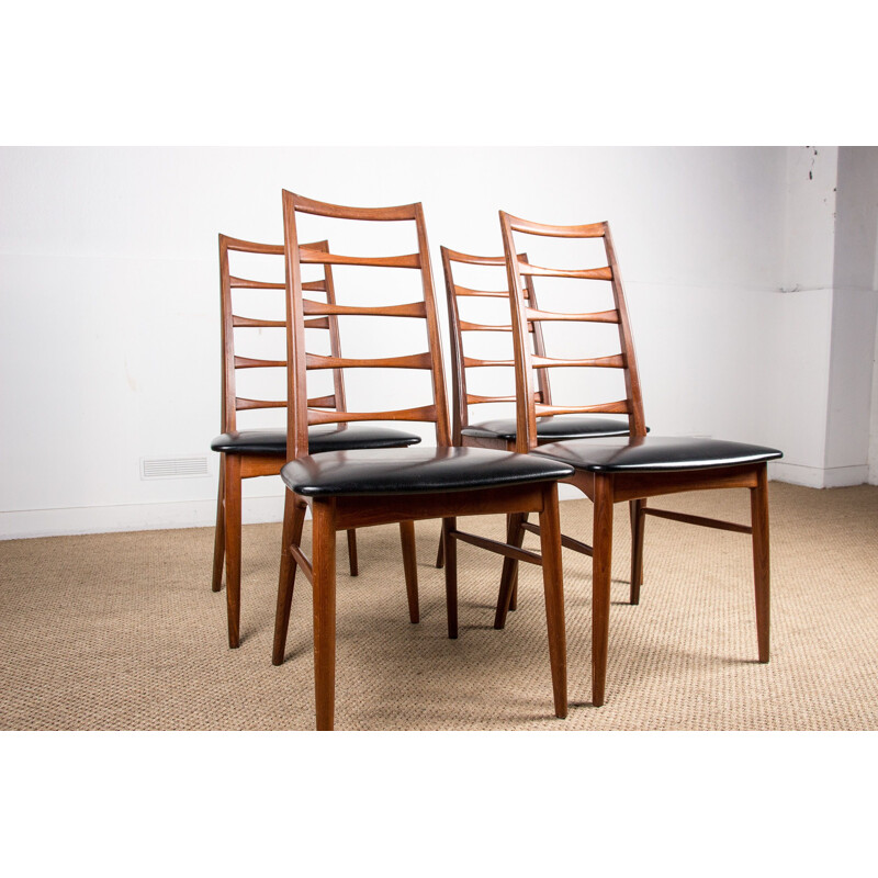 Série de 4 chaises vintge en Teck, modèle Liz du Designer Niels Kofoed Danoises 1960