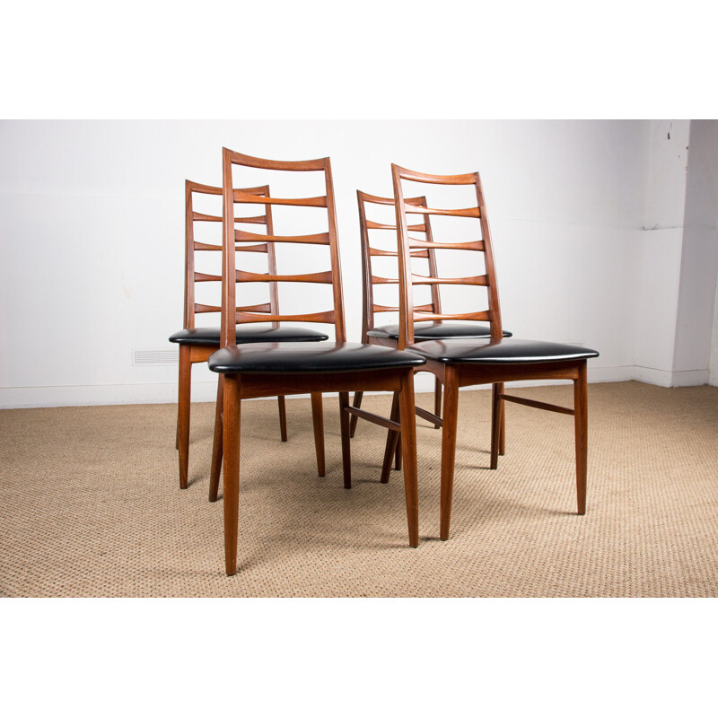 Serie von 4 Vintge-Stühlen aus Teakholz, Modell Liz des Designers Niels Kofoed Dänisch 1960