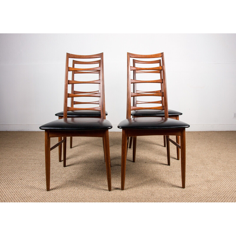 Series of 4 vintge chairs in Teak, model Liz from Designer Niels Kofoed Danes 1960
