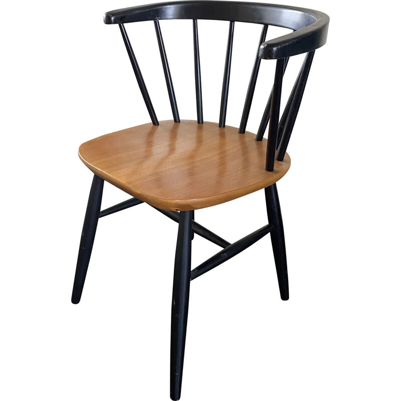 Vintage Spindle Back Side Chair by Ilmari Tapiovaara 1950s