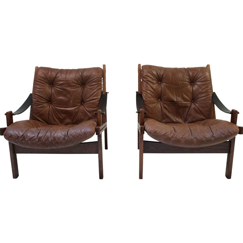 Pair of Hunter vintage armchairs by Torbjorn Afdal 1960s