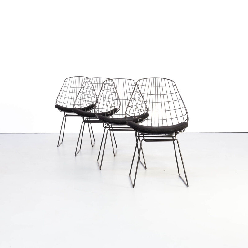 Set 4 vintage wire chair for Pastoe Cees Braakman en Adriaan Dekker SM05 1960s