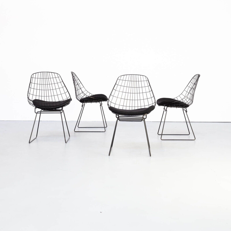 Set 4 vintage wire chair for Pastoe Cees Braakman en Adriaan Dekker SM05 1960s