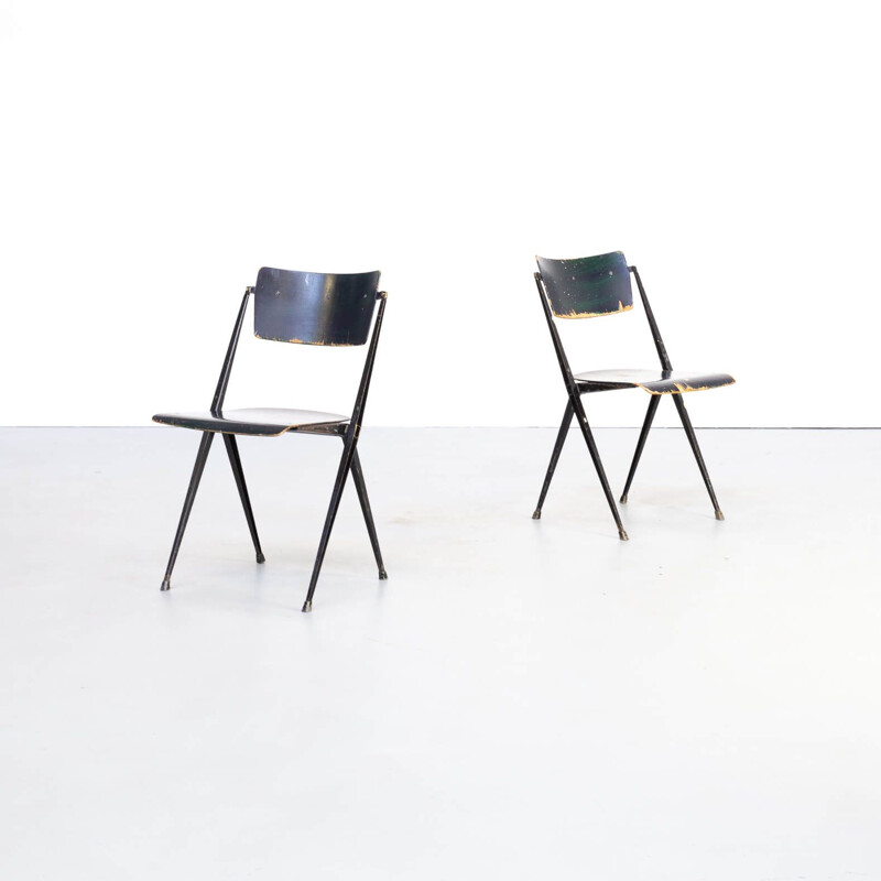 Pair of Vintage Wim Rietveld 'pyramid' chair for Ahrend de Cirkel 1950s