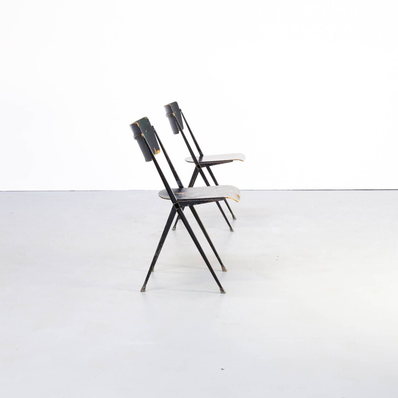 Pair of Vintage Wim Rietveld 'pyramid' chair for Ahrend de Cirkel 1950s