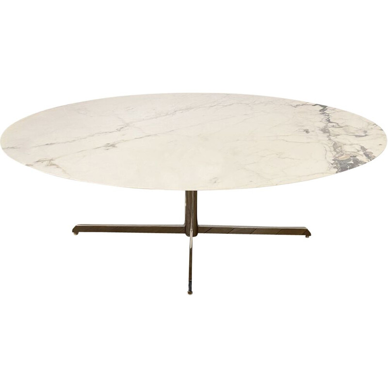Vintage oval table in marble Florence Knoll for Roche-Bobois 1960