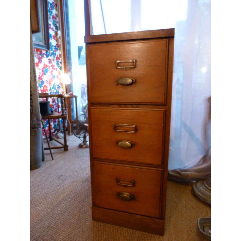 Vertical file drawers in beech and plywood - 1950s