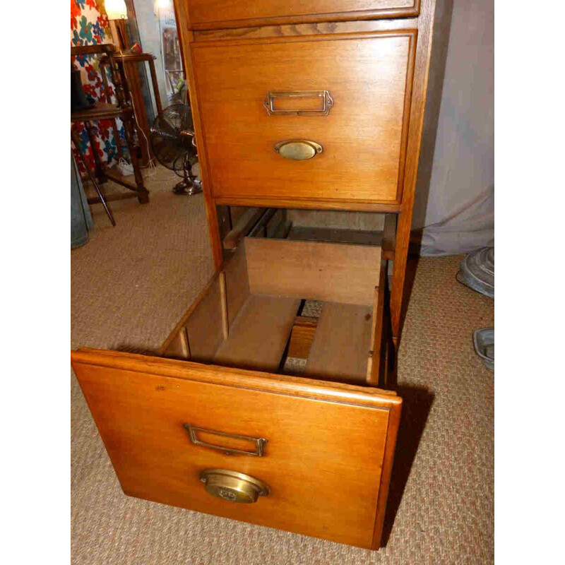 Vertical file drawers in beech and plywood - 1950s