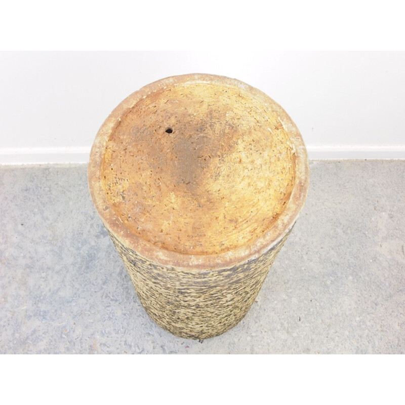 Vintage ceramic umbrella stand with bark structure