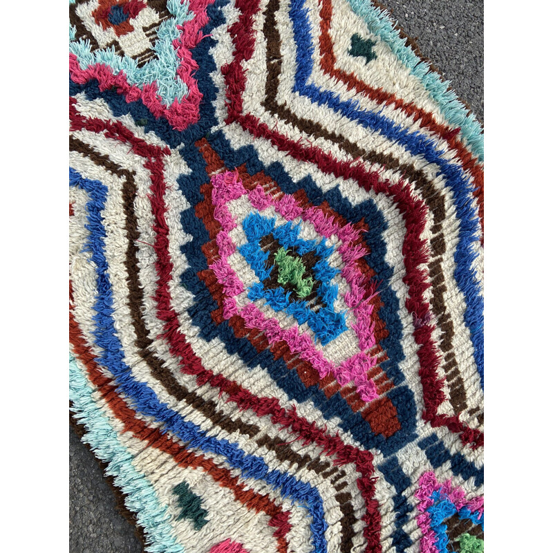 Vintage Berber Azilal katoenen tapijt