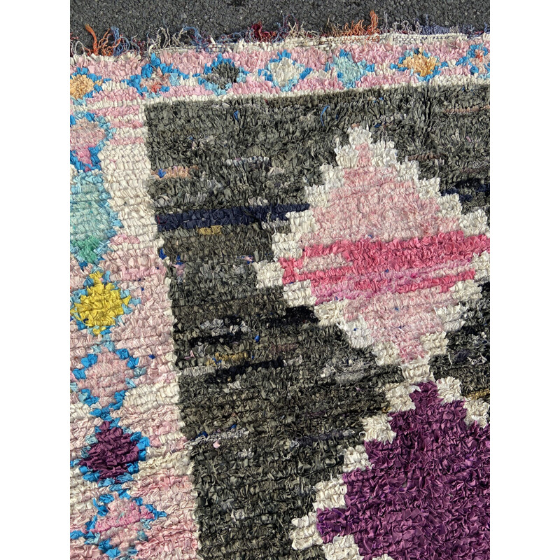 Vintage Berber Boucherouite carpet