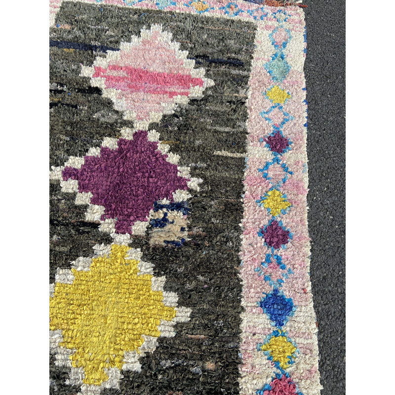 Vintage Berber Boucherouite carpet