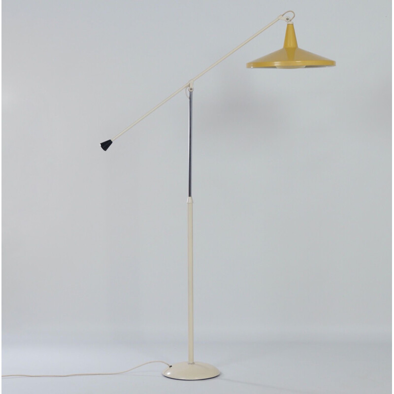 Vintage Yellow Panama lamp model 6350 in metal by Wim Rietveld for Gispen, 1957