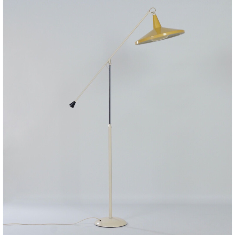 Vintage Yellow Panama lamp model 6350 in metal by Wim Rietveld for Gispen, 1957