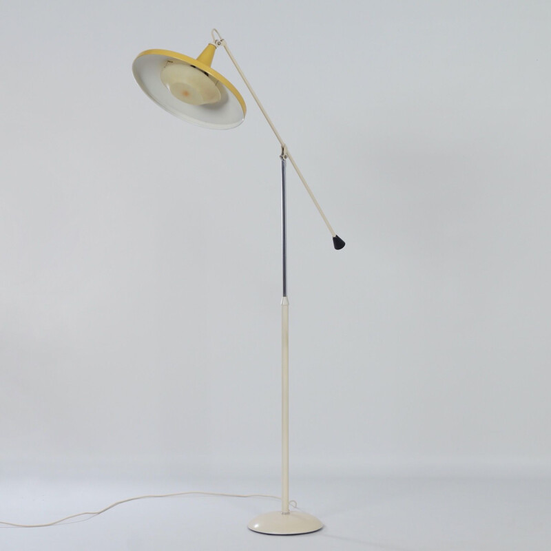Vintage Yellow Panama lamp model 6350 in metal by Wim Rietveld for Gispen, 1957