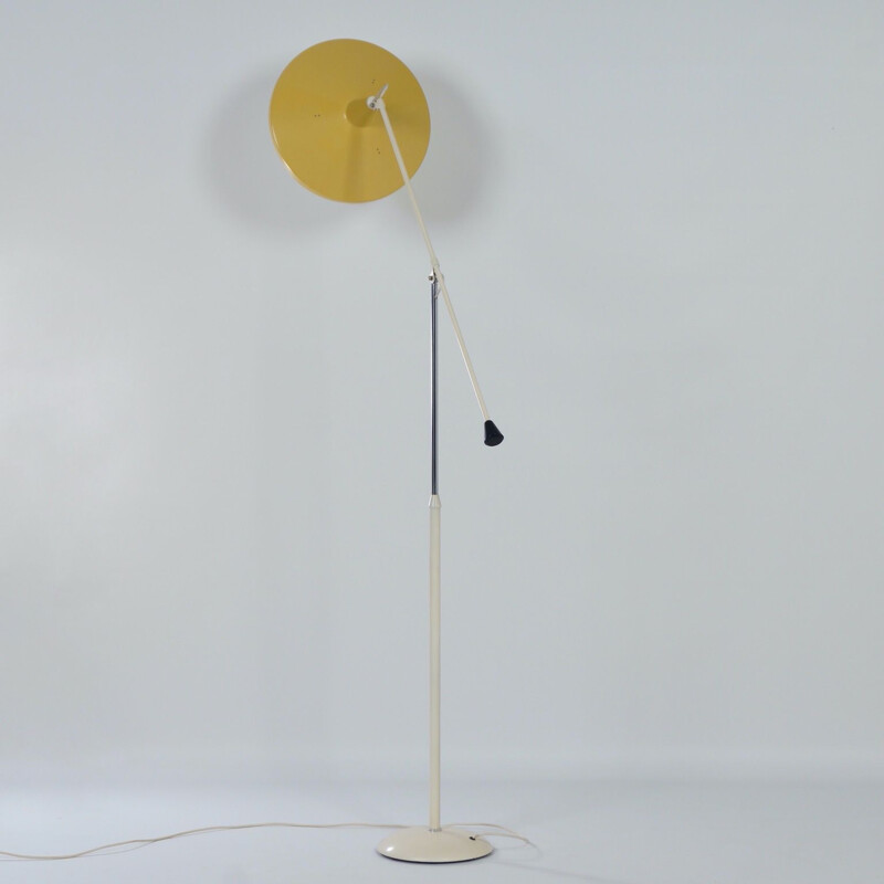 Lampada da terra vintage Yellow Panama modello 6350 in metallo di Wim Rietveld per Gispen, 1957