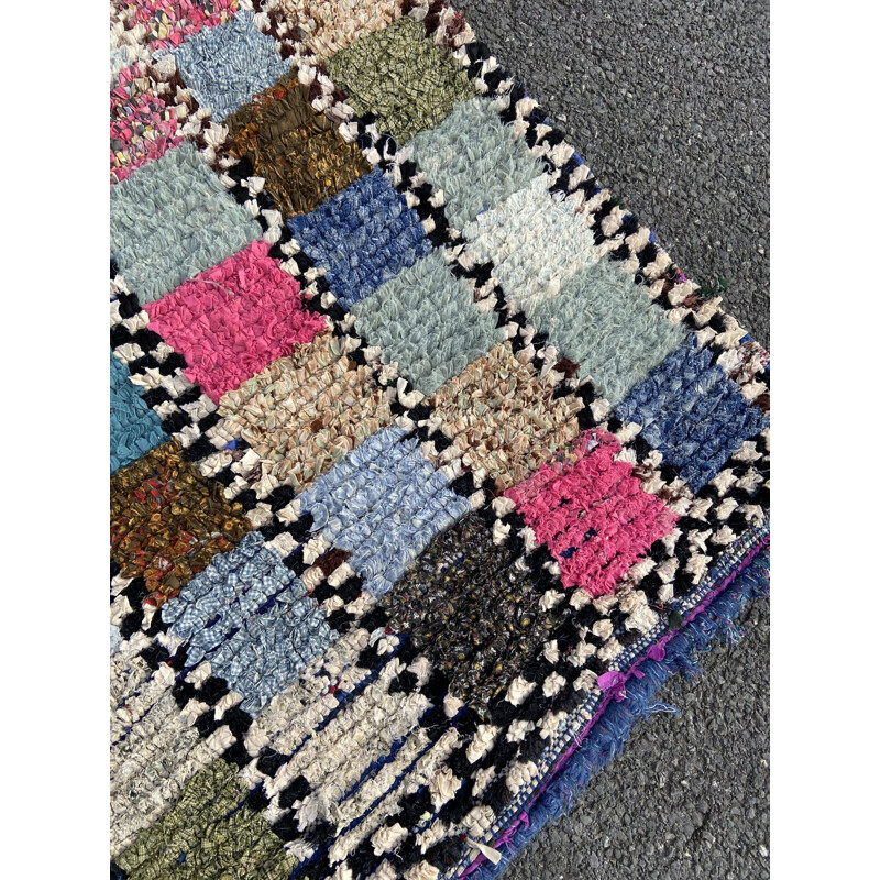 Vintage Berber Boucherouite carpet