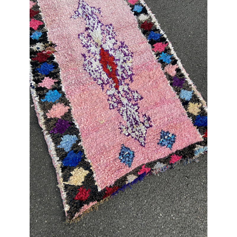 Vintage Berber Boucherouite carpet