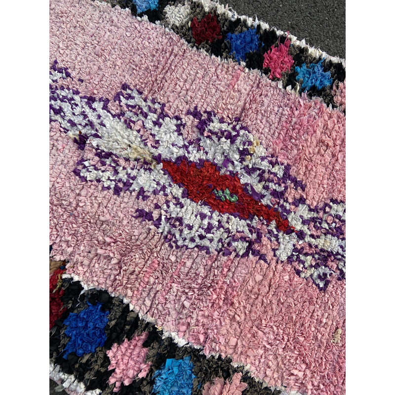 Vintage Berber Boucherouite carpet