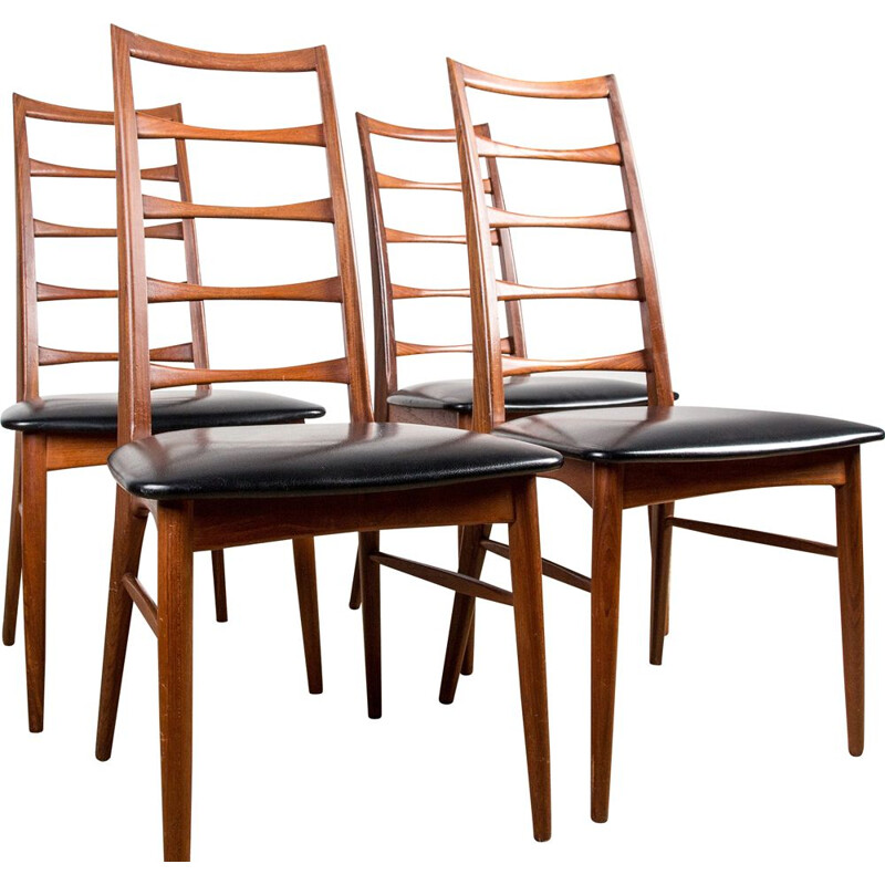 Juego de 4 sillas de teca vintge, modelo Liz del diseñador Niels Kofoed danés 1960