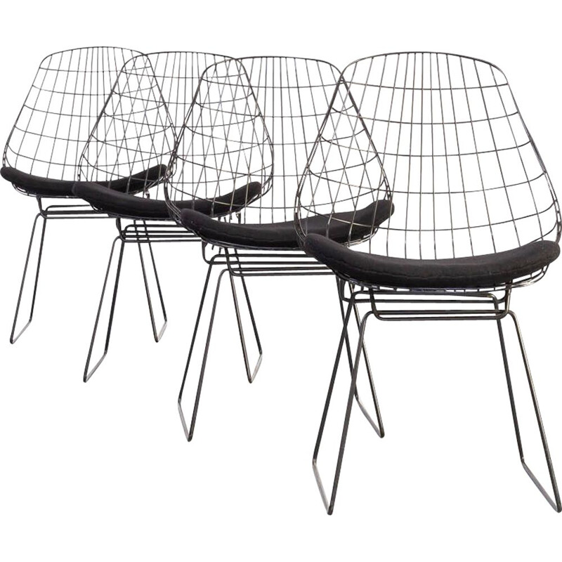 Set 4 vintage wire chair for Pastoe Cees Braakman en Adriaan Dekker SM05 1960s