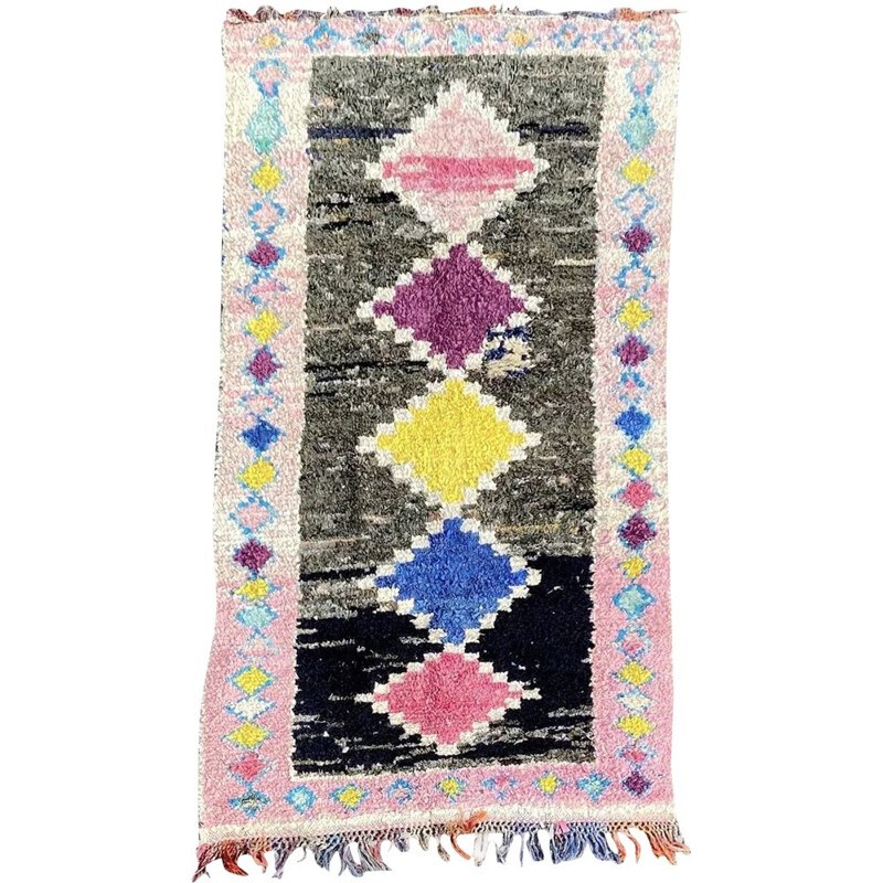 Vintage Berber Boucherouite carpet