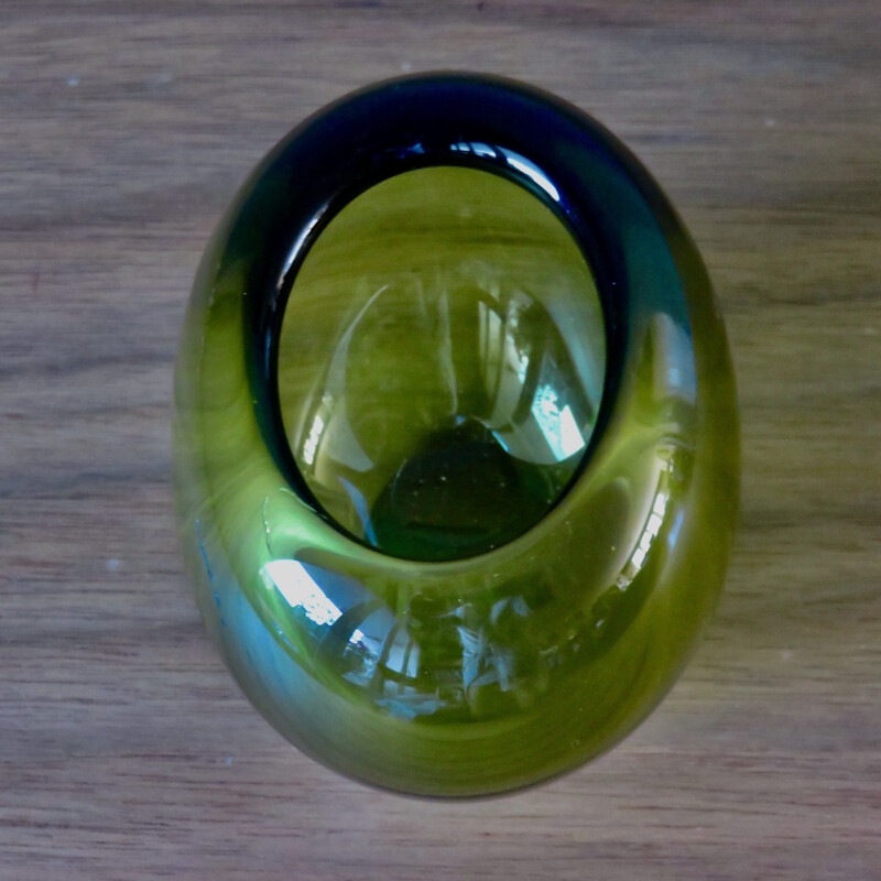 Vase vintage "Holmegaard PL 18119" en verre soufflé pour Pel Lütken