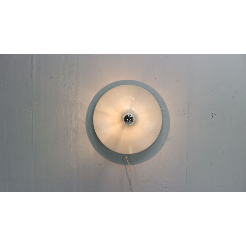 Vintage witte wand- of plafondlamp van Gianluigi Gorgoni voor Stilnovo, Italië 1970