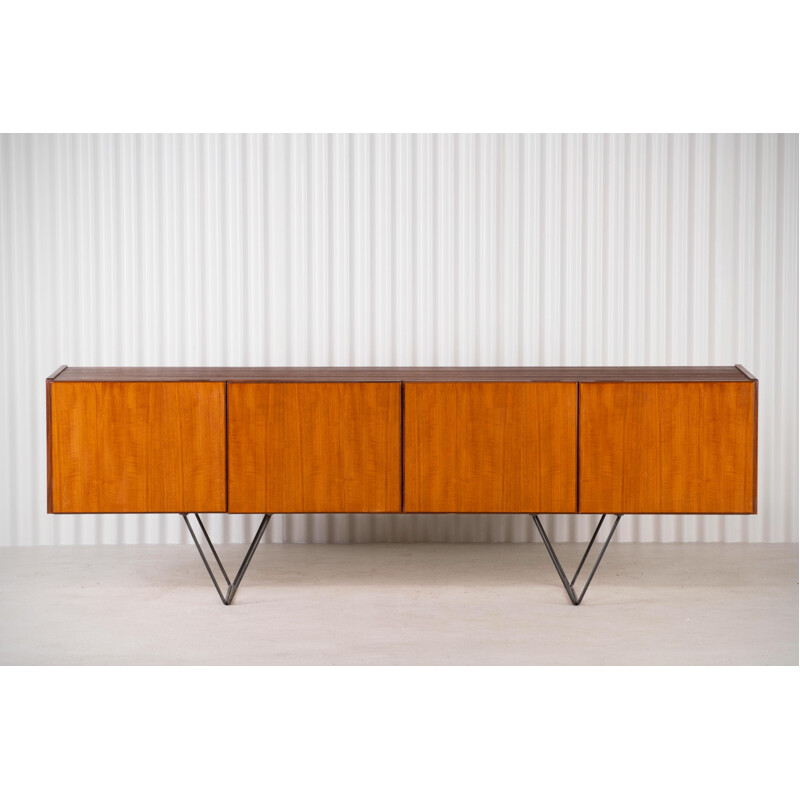 Vintage Teak & Steel sideboard Scandinavian 1960s