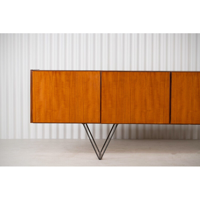 Vintage Teak & Steel sideboard Scandinavian 1960s